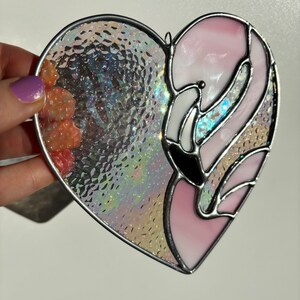Feathery Flamingo and Heart Love Stained Glass image 4
