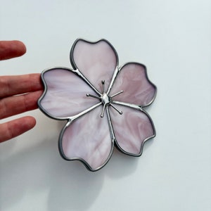 Cherry Blossom Stained Glass Wall Art small 5.5"