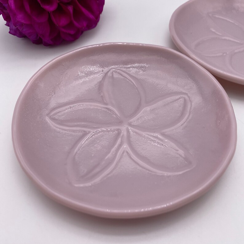 Plumeria Fused Glass dish Set Lilac image 6