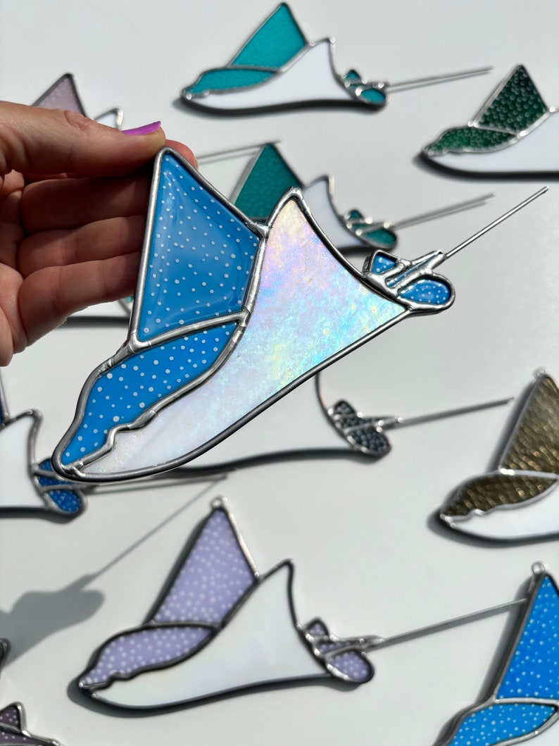 Spotted Eagle Ray Stained Glass Iridescent versions image 4