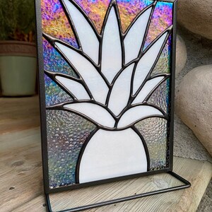 Pineapple Stained Glass, Iridescent white and clear, stand image 6