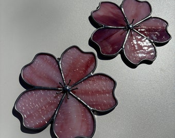 Pink Cherry Blossom Stained Glass Wall Art or suncatcher