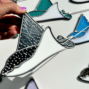 Spotted Eagle Ray Stained Glass Iridescent versions Black Iridescent