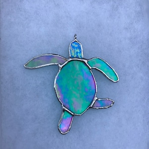 Made to order Iridescent Green Baby Sea Turtle Stained Glass, image 10