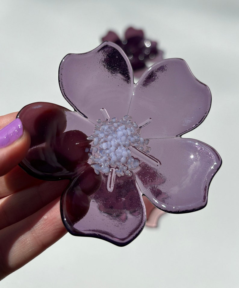 Cherry Blossom Fused Glass ring dish/ decor Grape