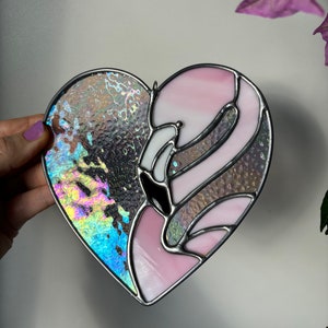 Feathery Flamingo and Heart Love Stained Glass image 5