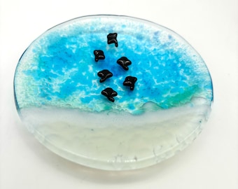 Manta Rays Fused Glass Ring dish