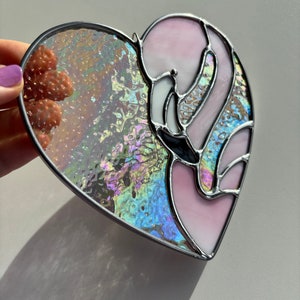 Feathery Flamingo and Heart Love Stained Glass image 6