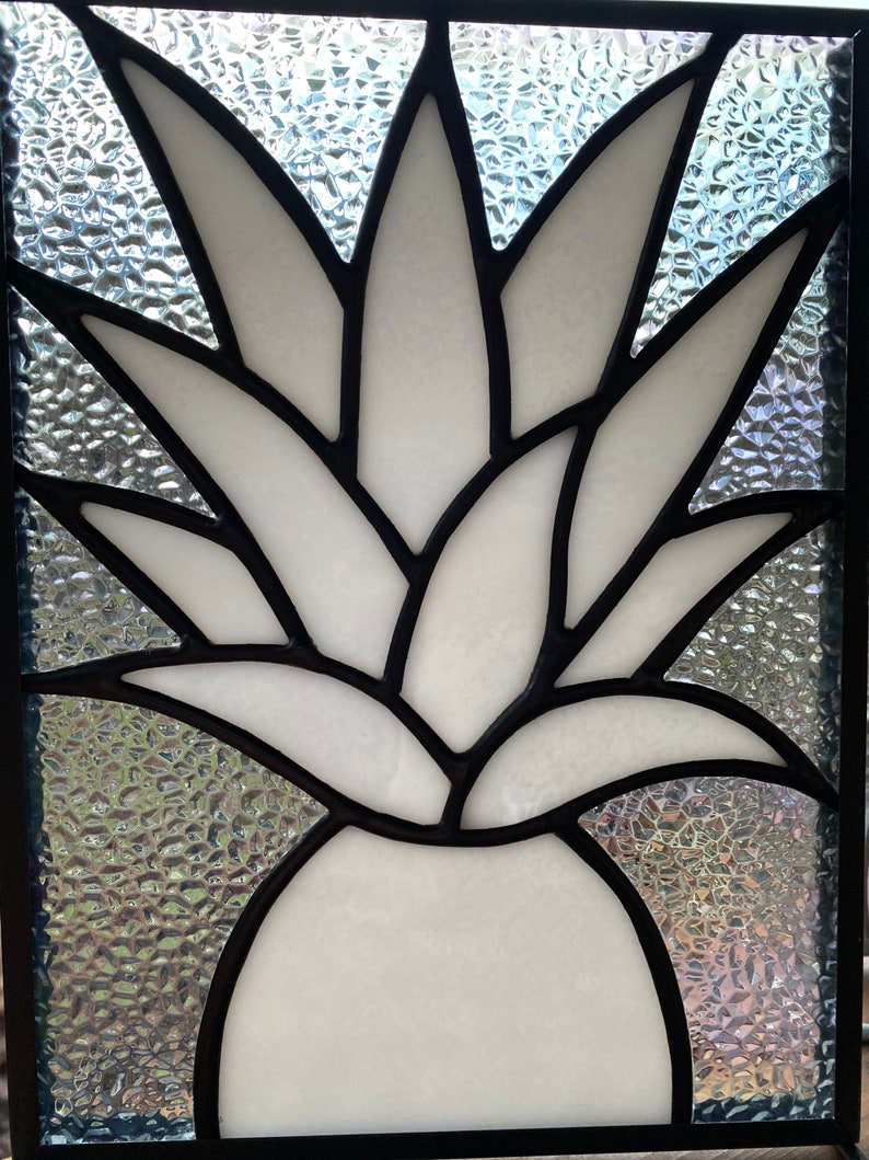 Pineapple Stained Glass, Iridescent white and clear, stand image 5