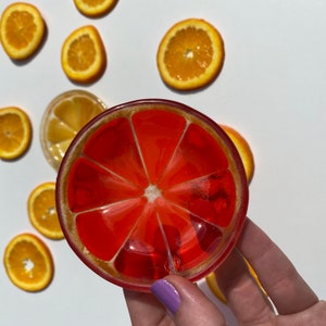 Orange Slice Fruit Fused Glass Ring dishes image 8