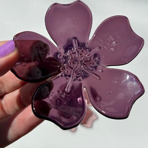 Cherry Blossom Fused Glass ring dish/ decor Deep rose