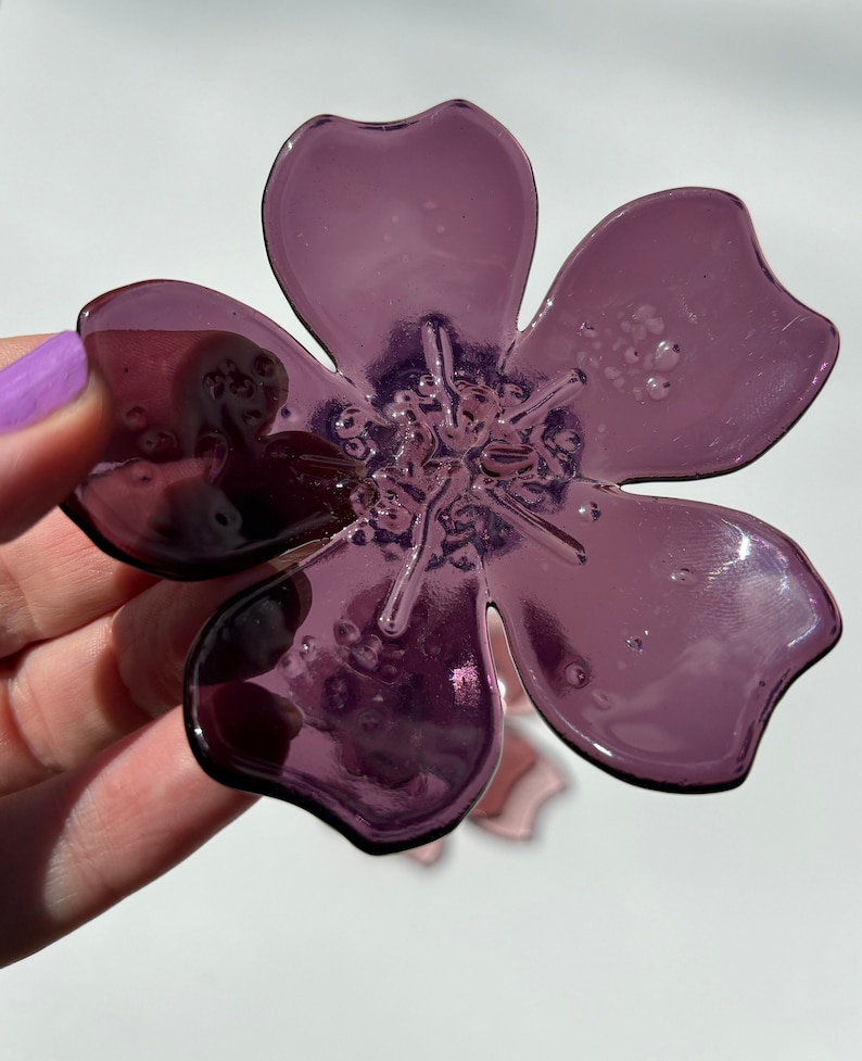 Cherry Blossom Fused Glass ring dish/ decor Deep rose