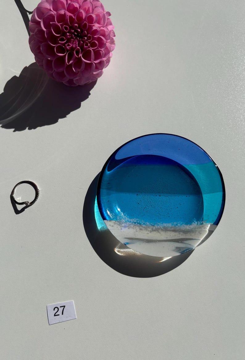 Ocean Fused Glass Ring Dish One Dish Etsy