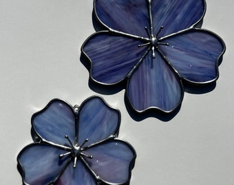 Indigo  Cherry Blossom Stained Glass Wall Art or suncatcher