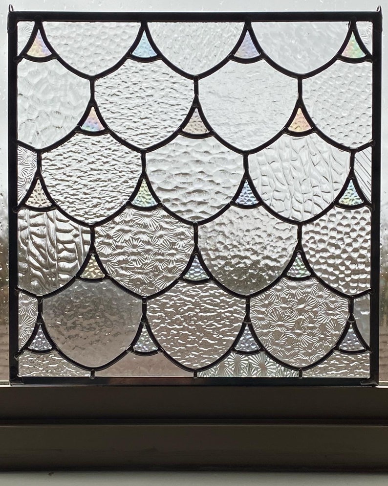 Handmade Mermaid Scales Stained Glass Suncatcher, Iridescent Home Decor ...