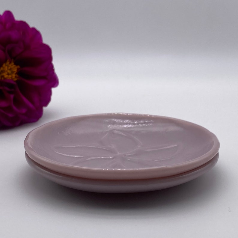 Plumeria Fused Glass dish Set Lilac image 5