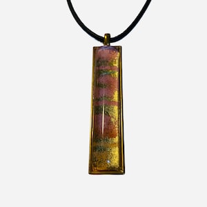 Traditional Abstract Pattern on Japanese Chiyogami. Glass Rectangular Pendant Ptr7