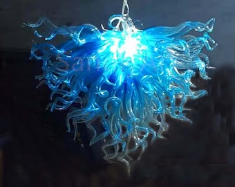 80cm blue hand made murano glass diy chandelier home lighting decoration