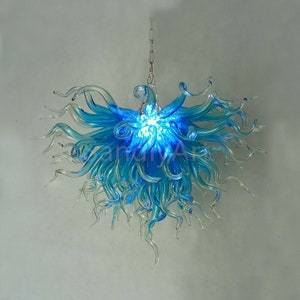 70cm DIY hand made blown murano glass ocean blue chandelier, custom dining room lamp chihuly style decoration lighting