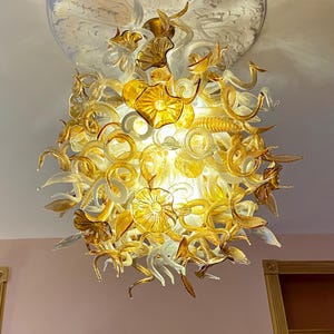 Luxury hand blown art glass gold chandelier home&villa lighting decoration