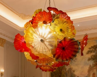 Handmade Colored Glaze Colorful Flower Chandelier DIY Design
