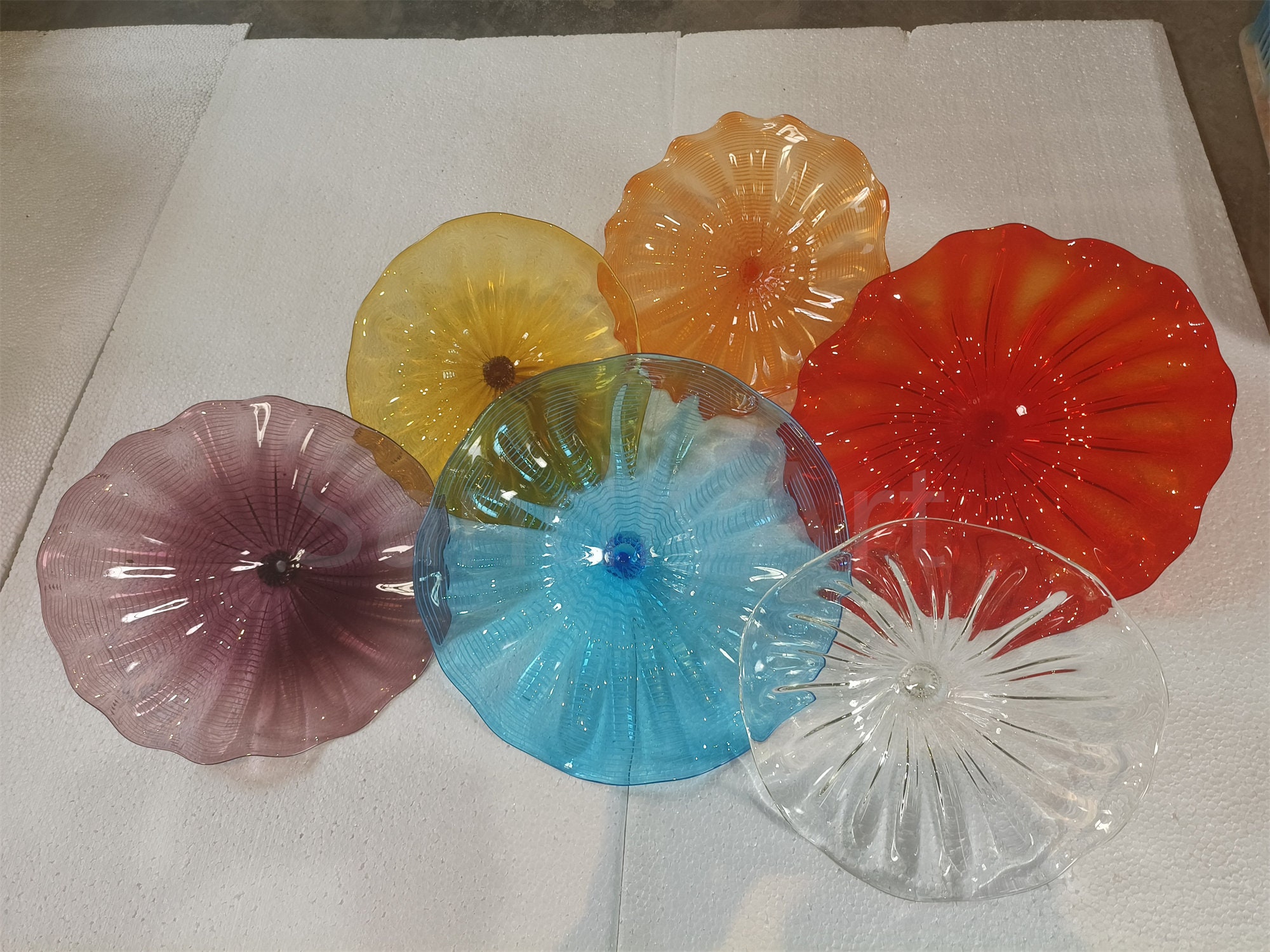 6stk Multicolor mundgeblasene Kunst Glasplatten Wanddekoration Kunst