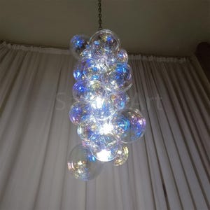 Hand Blown Glass Bubble Chandelier: Iridescent Modern Lighting