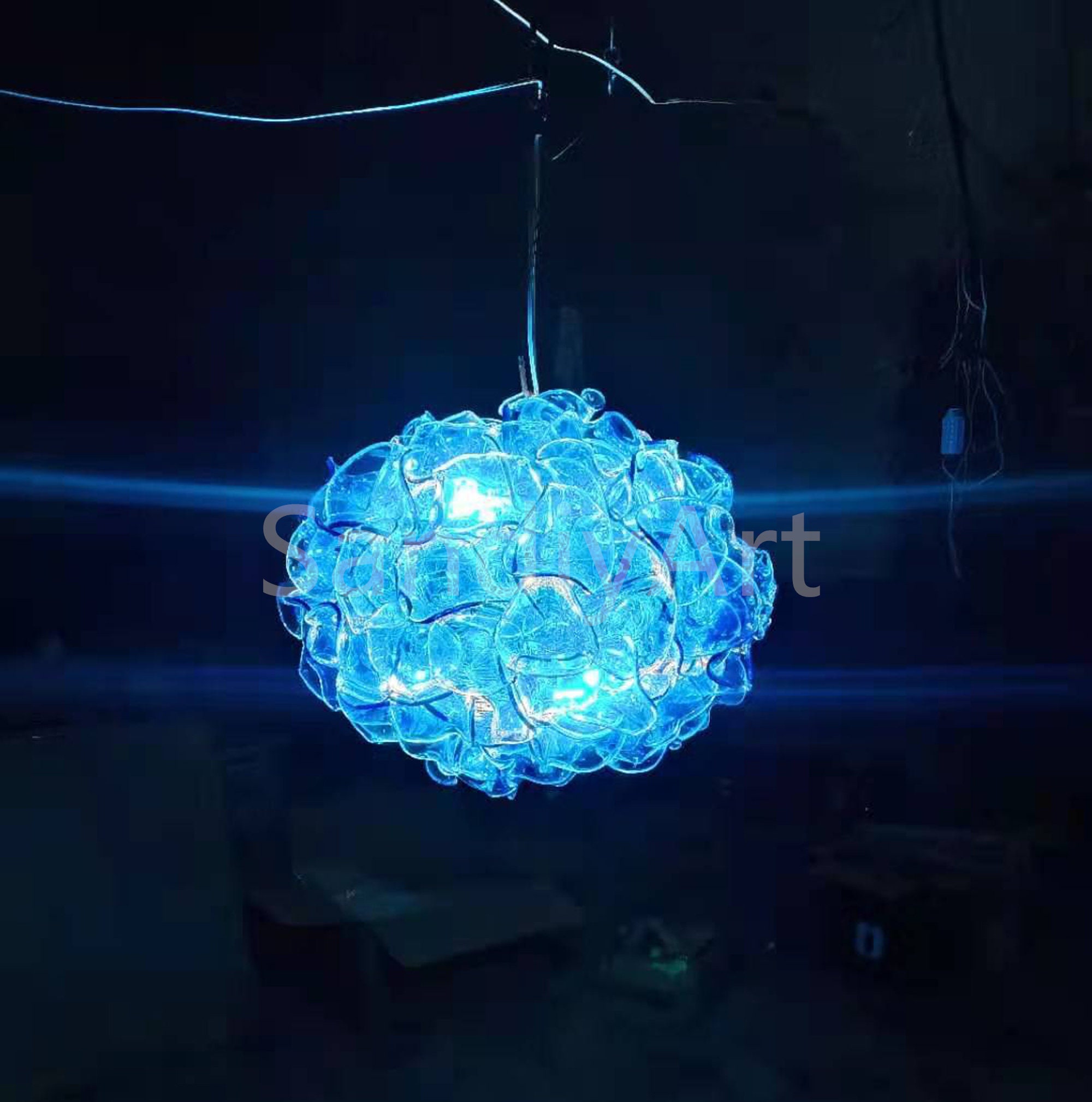 65cm Blue Flower Murano Glass Chandelier Decoration Special Etsy