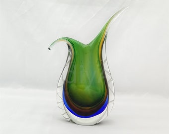 Dark Green Blown Glass Vase: Modern Home Decor