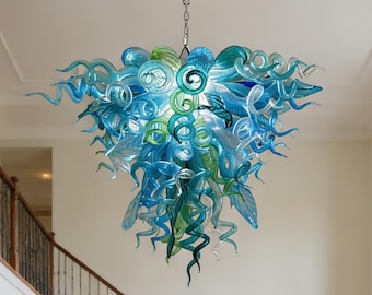 Kundenspezifisches Entwurfs-Esszimmer-blaues Glasleuchter