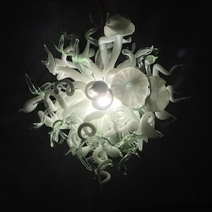 70cm fashion white hand blown art glass chandelier flower dining room lamp diy art