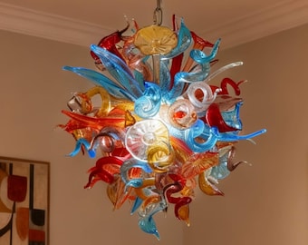Mundgeblasene Kunst Glas Kronleuchter bunte Esszimmer Beleuchtung Dekoration