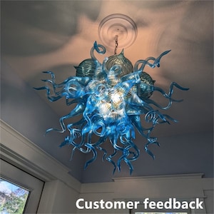 65 cm blau Borosilikatglas Kronleuchter Esszimmer Beleuchtung Dekoration diy art