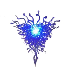 140cm Blue hand blown art glass chandelier diy lighting hotel lobby decoration art lamp