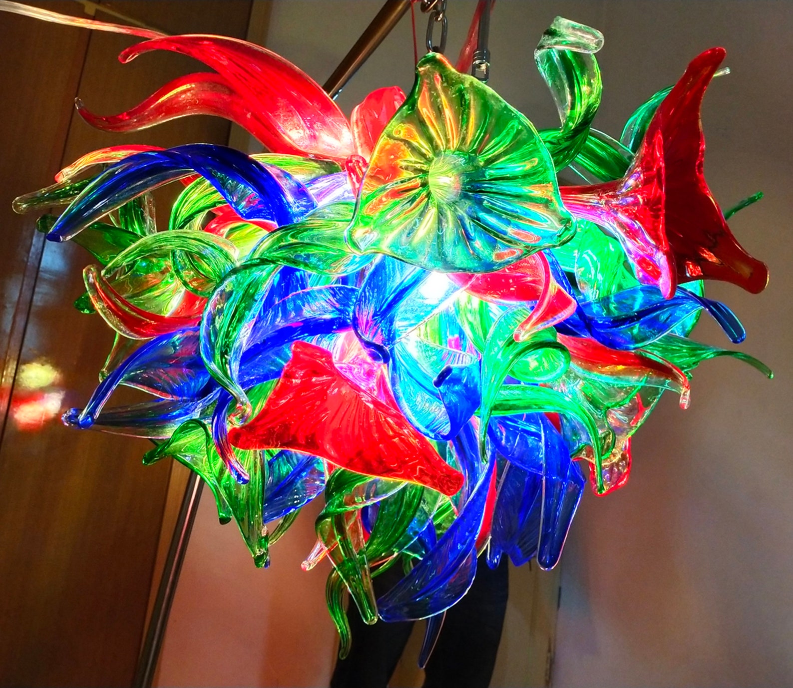 Hand made blown glass chandelier lighting with morning glory Etsy