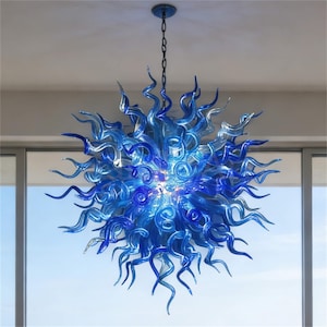 Hand Blown Art Glass Chandelier: Modern Style Lighting