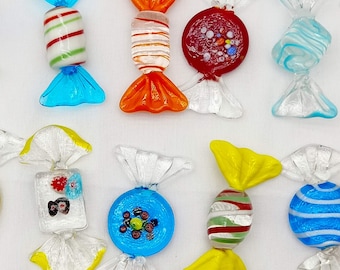 Hand Blown Glass Candy Ornaments For Festival Party Christmas Gift: 20 Piece Set