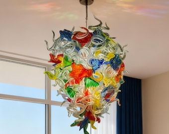 Hand Blown Art glass Flower Chandelier DIY design Home Lighting Decoration