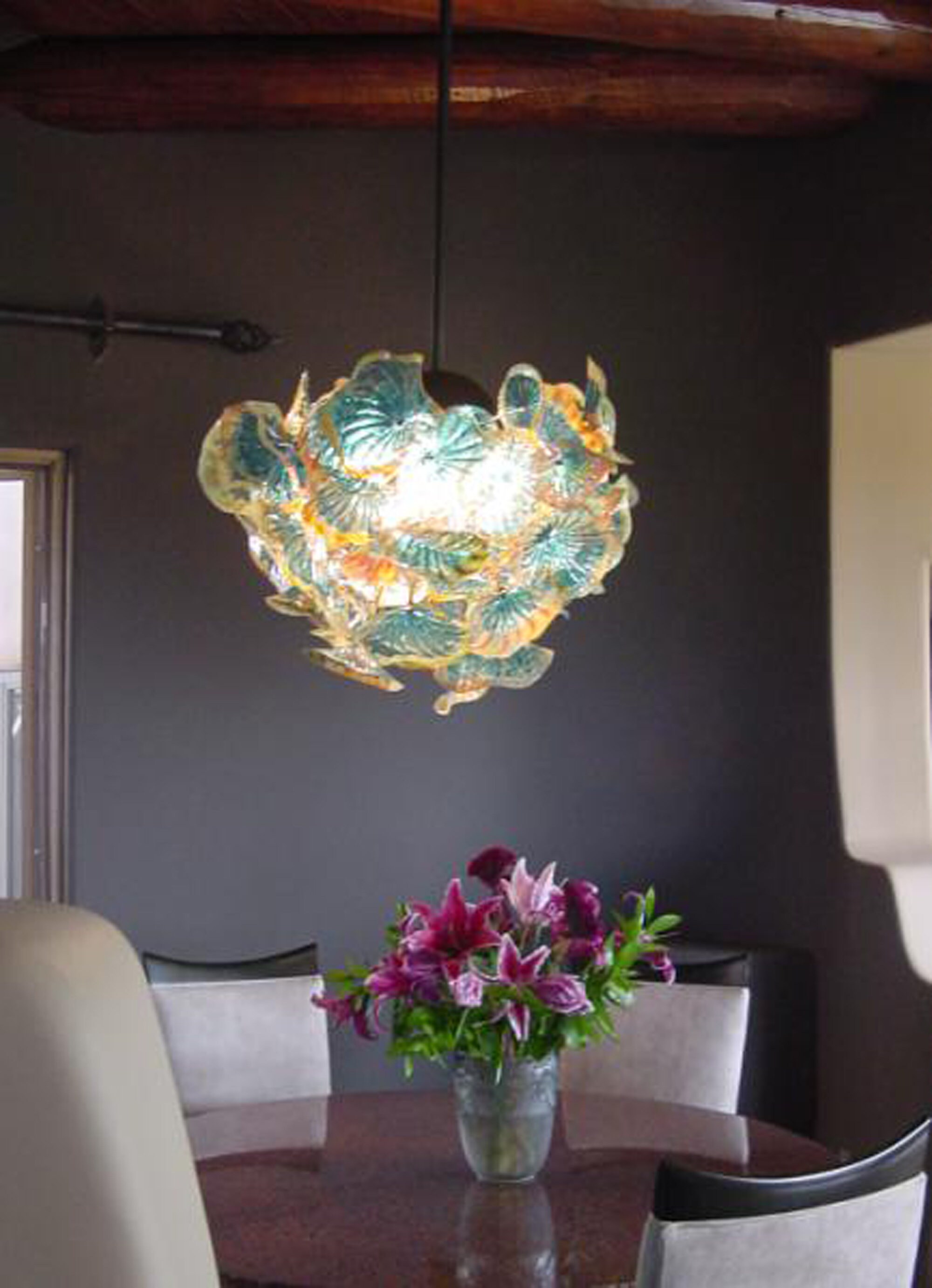 Hand made blown glass chandelier lighting murano glass flower Etsy