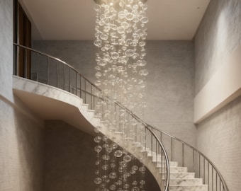 Blown Glass Bubble Chandelier Modern Home Staircase Lighting Customizable