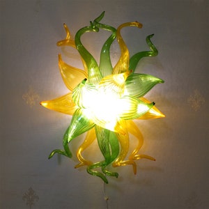 Hand made blowing glass sconce green and amber color customzied wall lighting