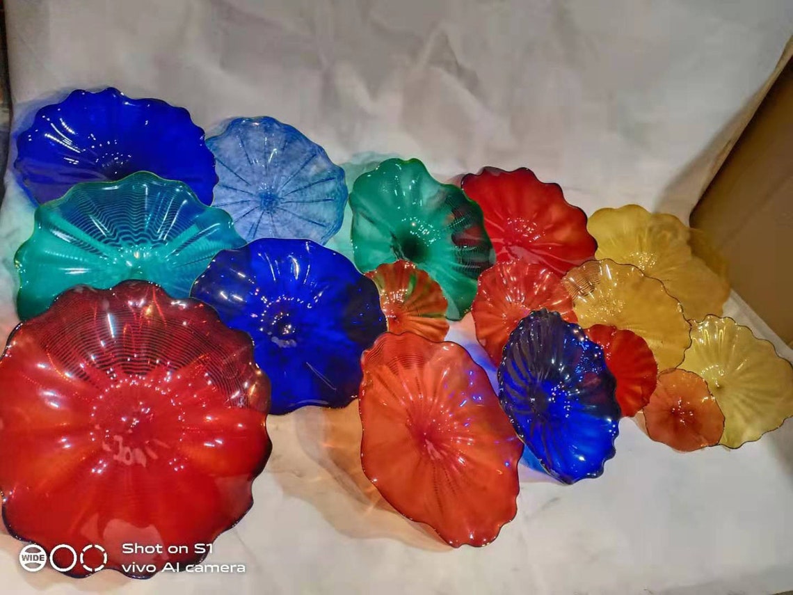 12pcs Murano Glass Flowers for Wall Decoration Glass Plates Etsy