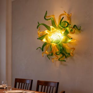 Diy Glass Sconce Green With Amber Color Custom Design