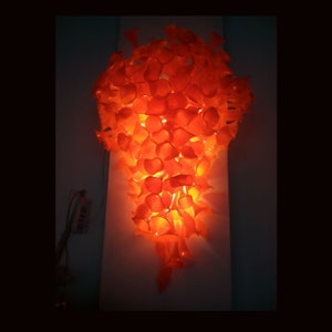Fire blood red hand art blown glass wall lighting