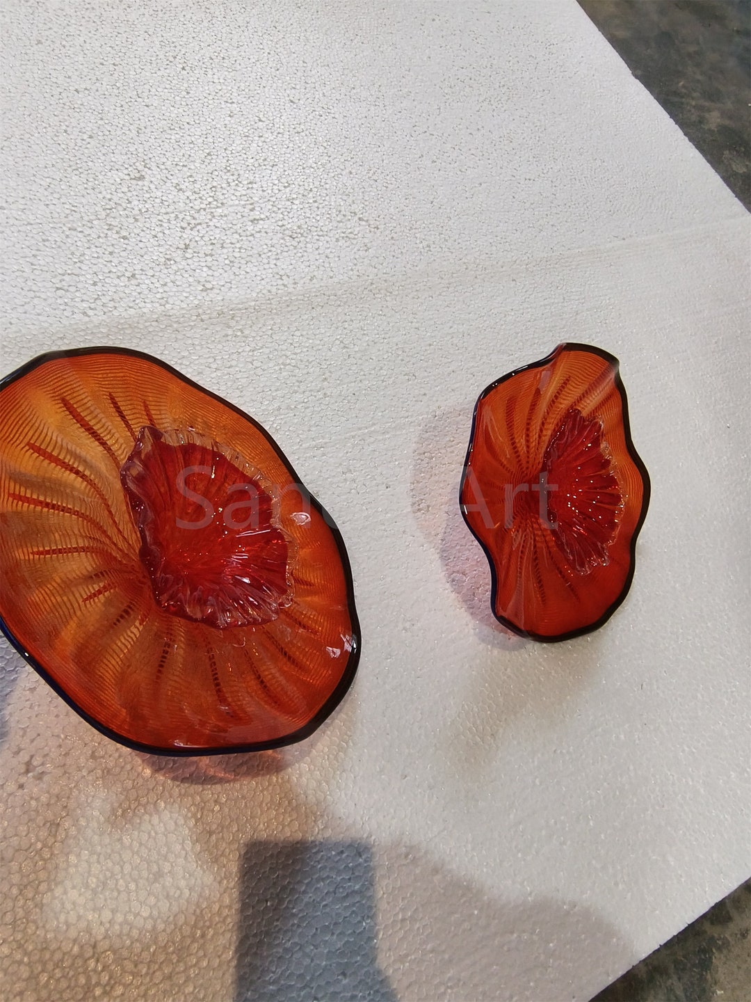 7pcs Hand Made Red Murano Glass Flowers for Wall Decoration Etsy