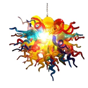 Murano Glas Kronleuchter: Mehrfarbige mundgeblasene Kunst-Lampe (60 cm)