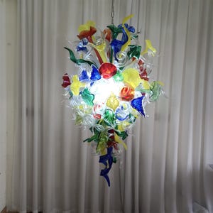 Modern glass chandelier natural color with flower leaves shape