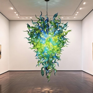 Green and blue blown glass chandelier decoration lighting for home hotel villa