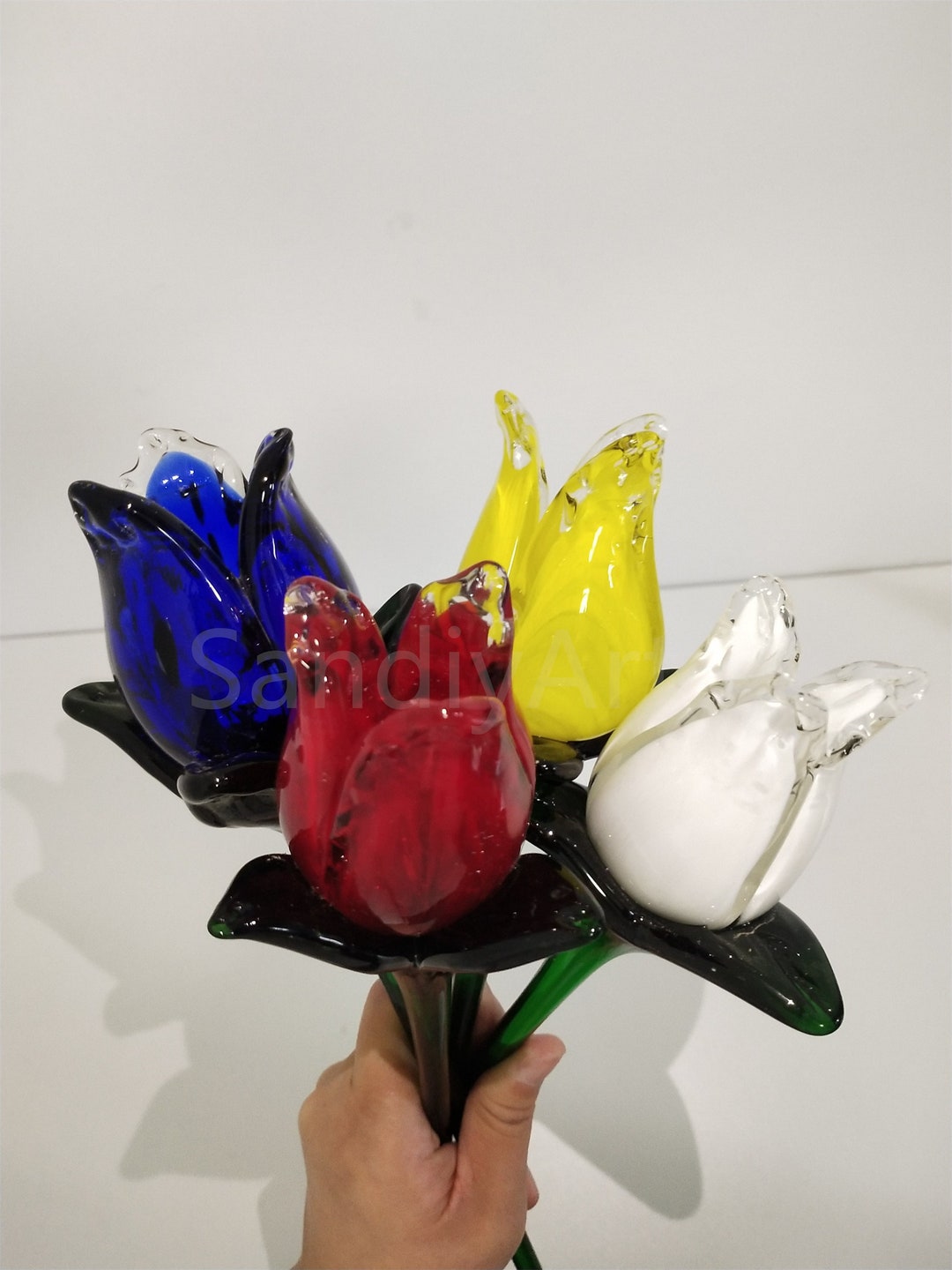 20 Custom Color Glass Rose Flowers: Handmade Blown Glass Decor - Etsy