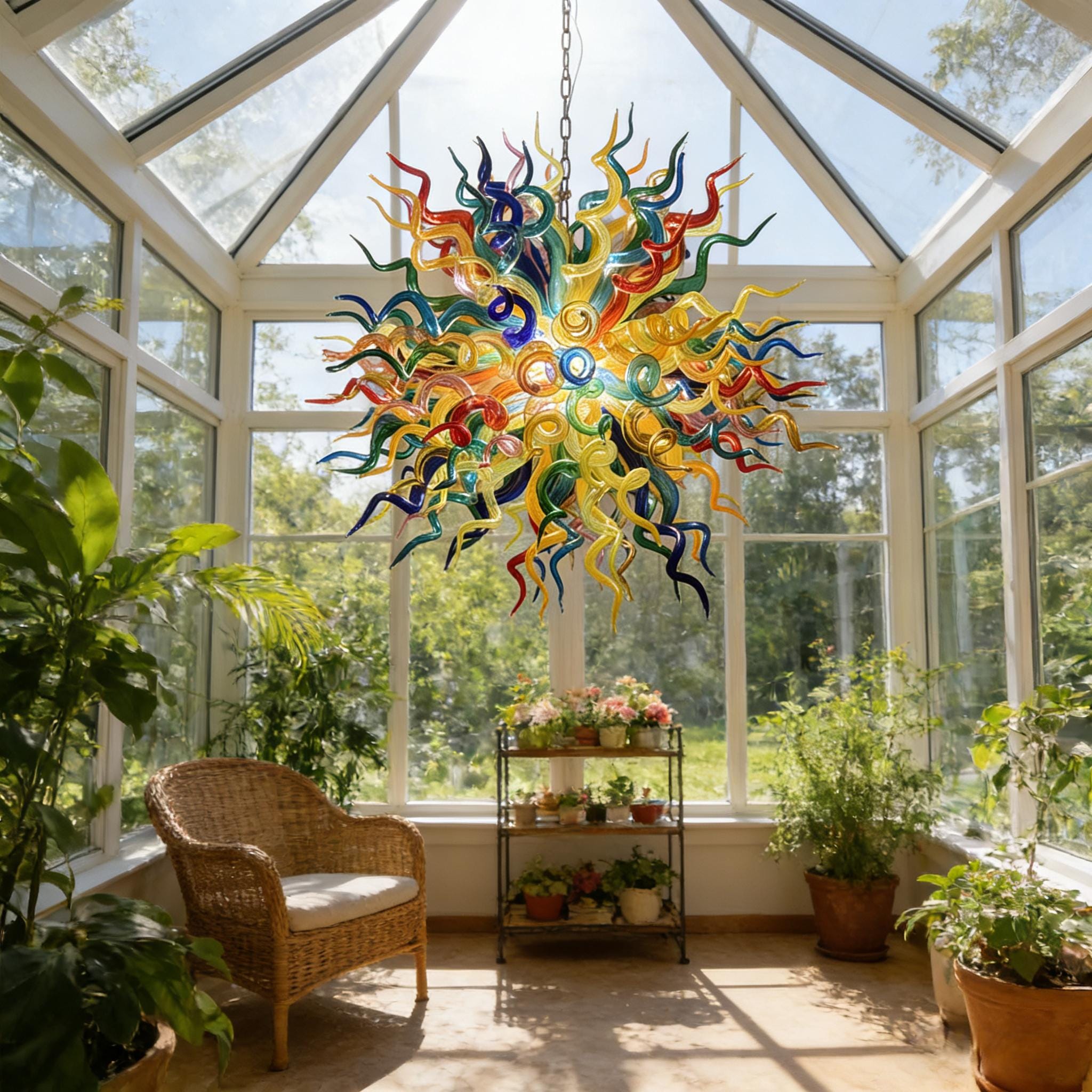 カラフルなアート吹きガラスシャンデリアホームホテル照明装飾 - Etsy 日本